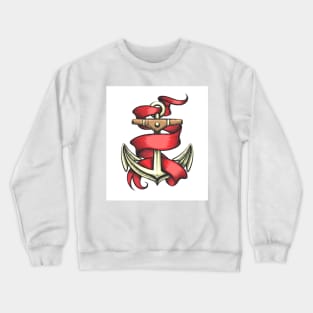 Golden Anchor with Red Ribbon Crewneck Sweatshirt